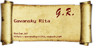 Gavansky Rita névjegykártya